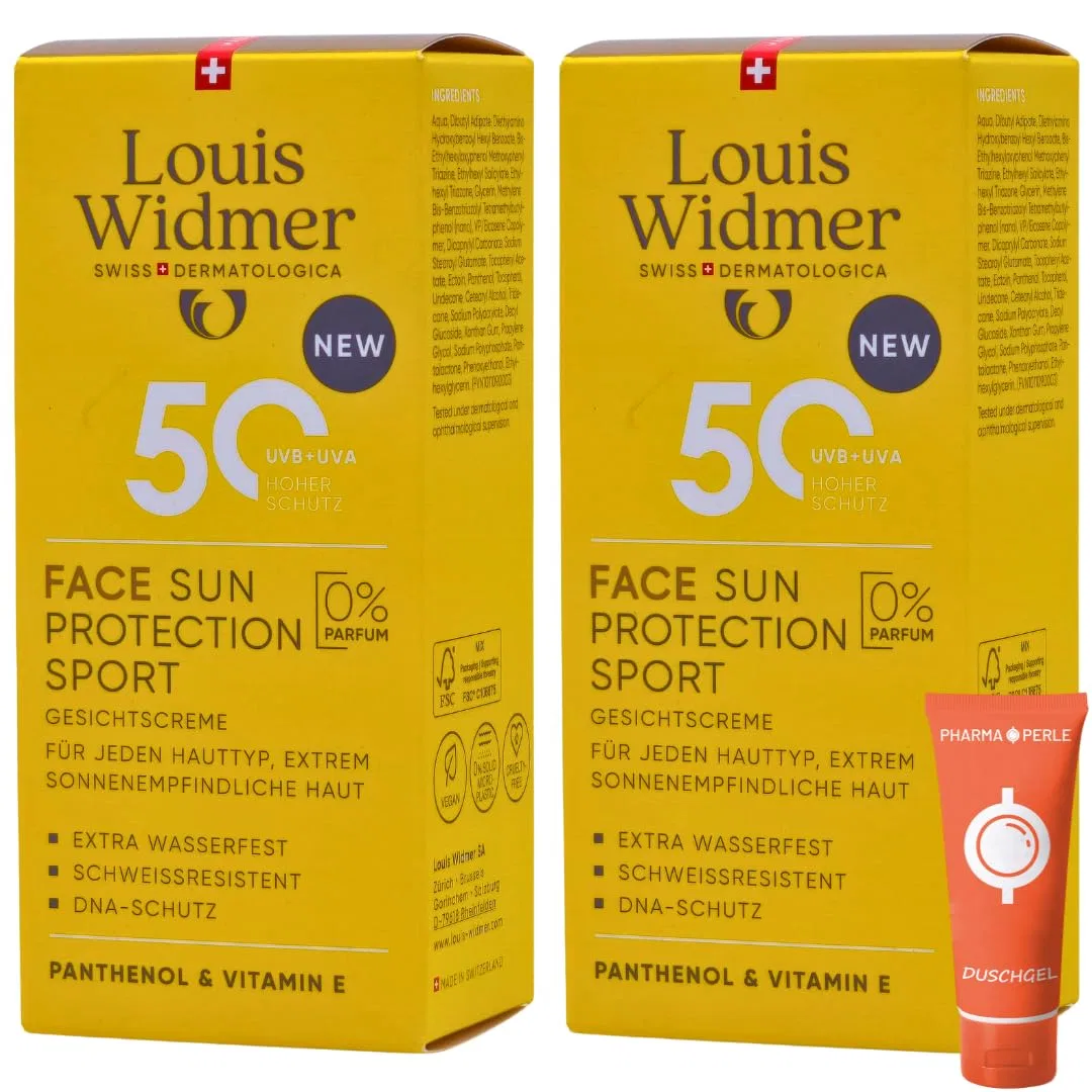 Солнцезащитная эмульсия для лица Louis Widmer Face Sun Protection Sport 50, набор 2 x 50 мл Pharma Perle — фото 3
