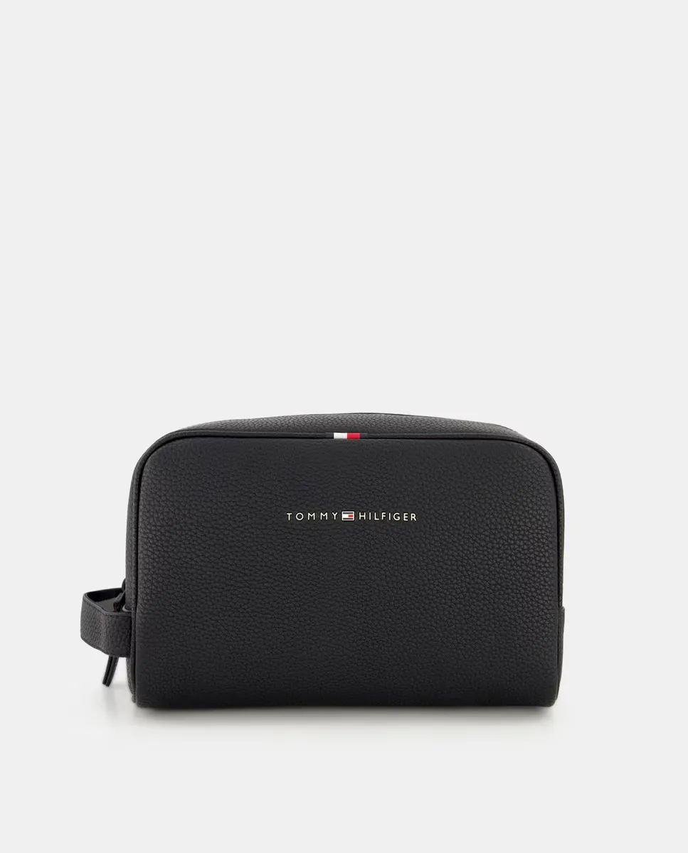 

Черная косметичка с короткой ручкой и логотипом Tommy Hilfiger, черный