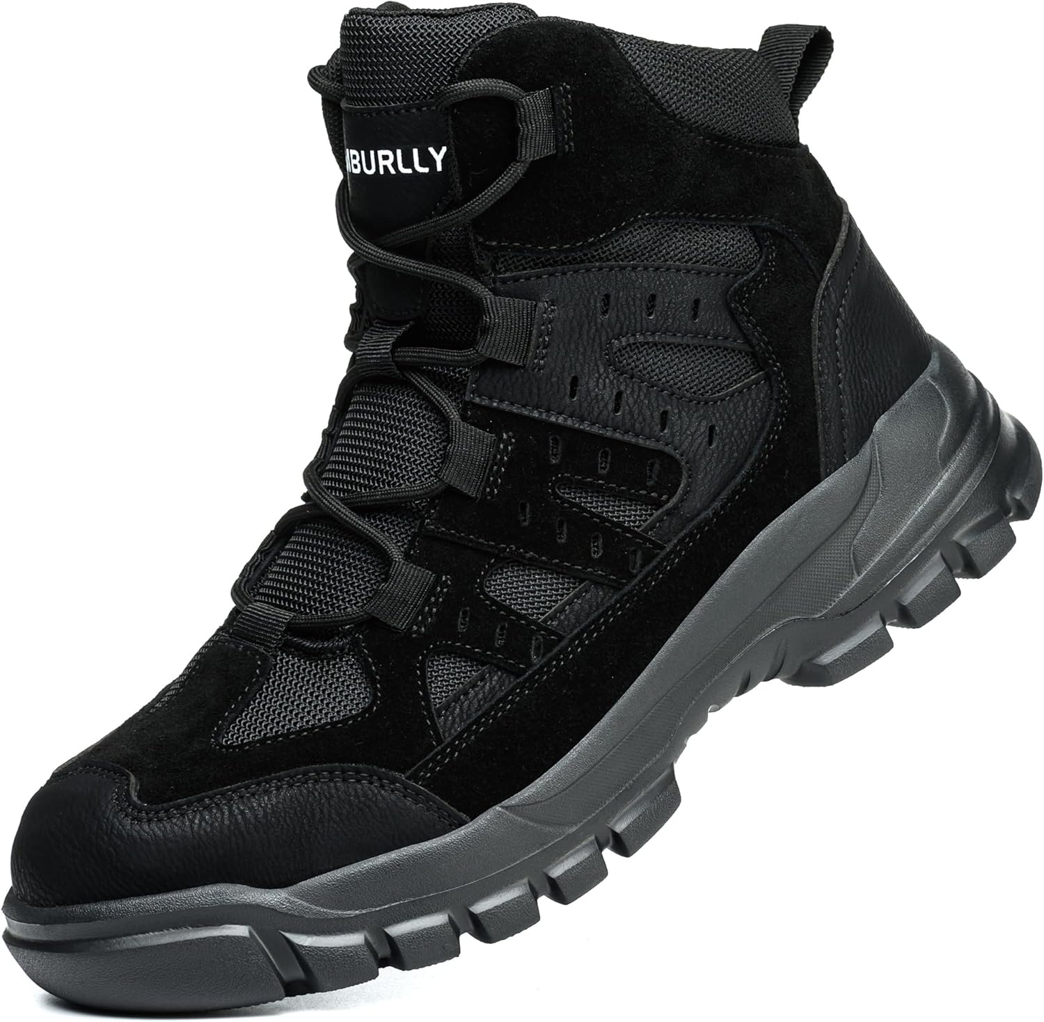 

Ботинки со стальным носком для мужчин и женщин, легкие, дышащие, рабочие, защитные, противоударные, противопрокольные, походные Generic, черный