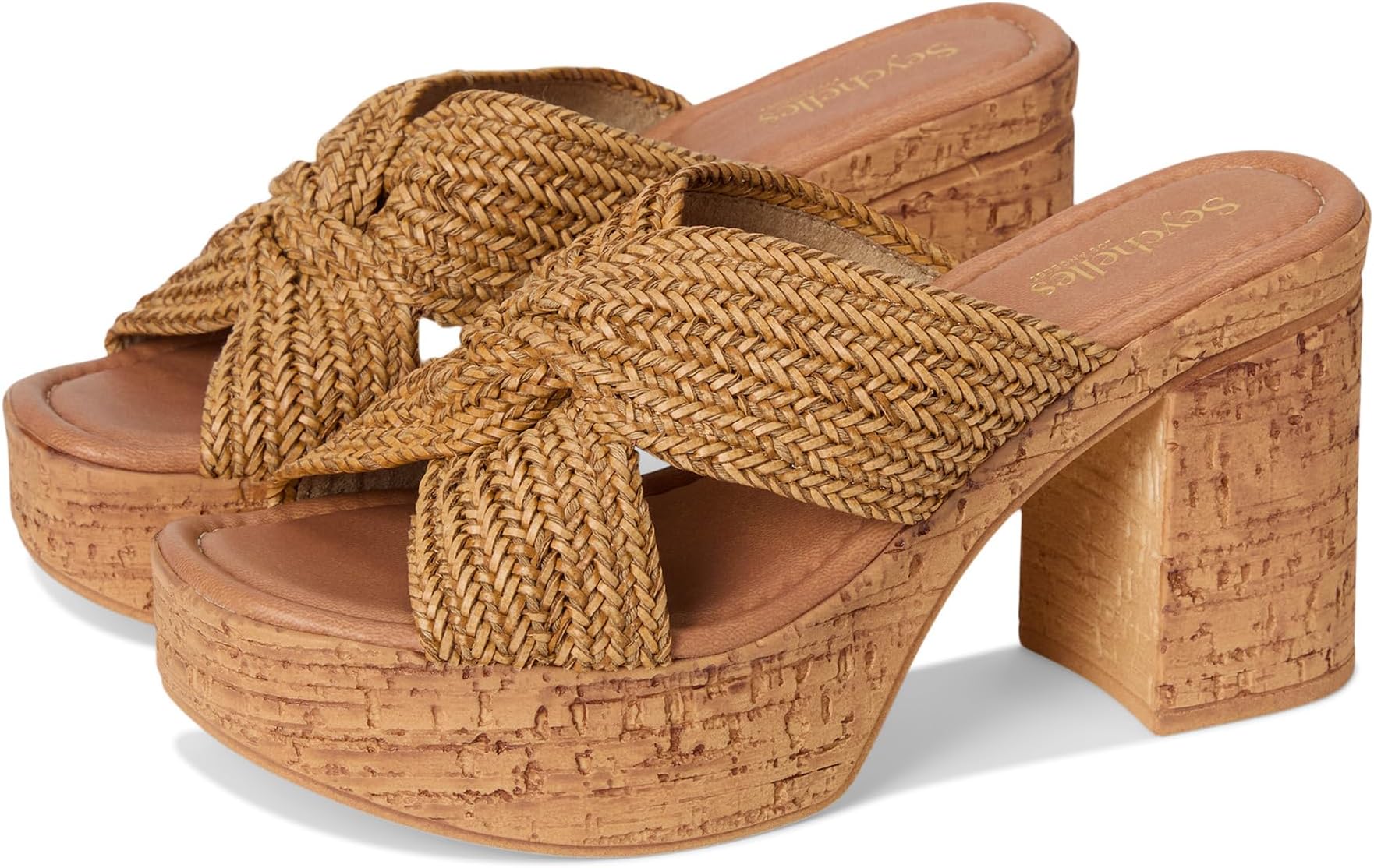 Туфли Seychelles Adorned Raffia Platform Slide, Tan