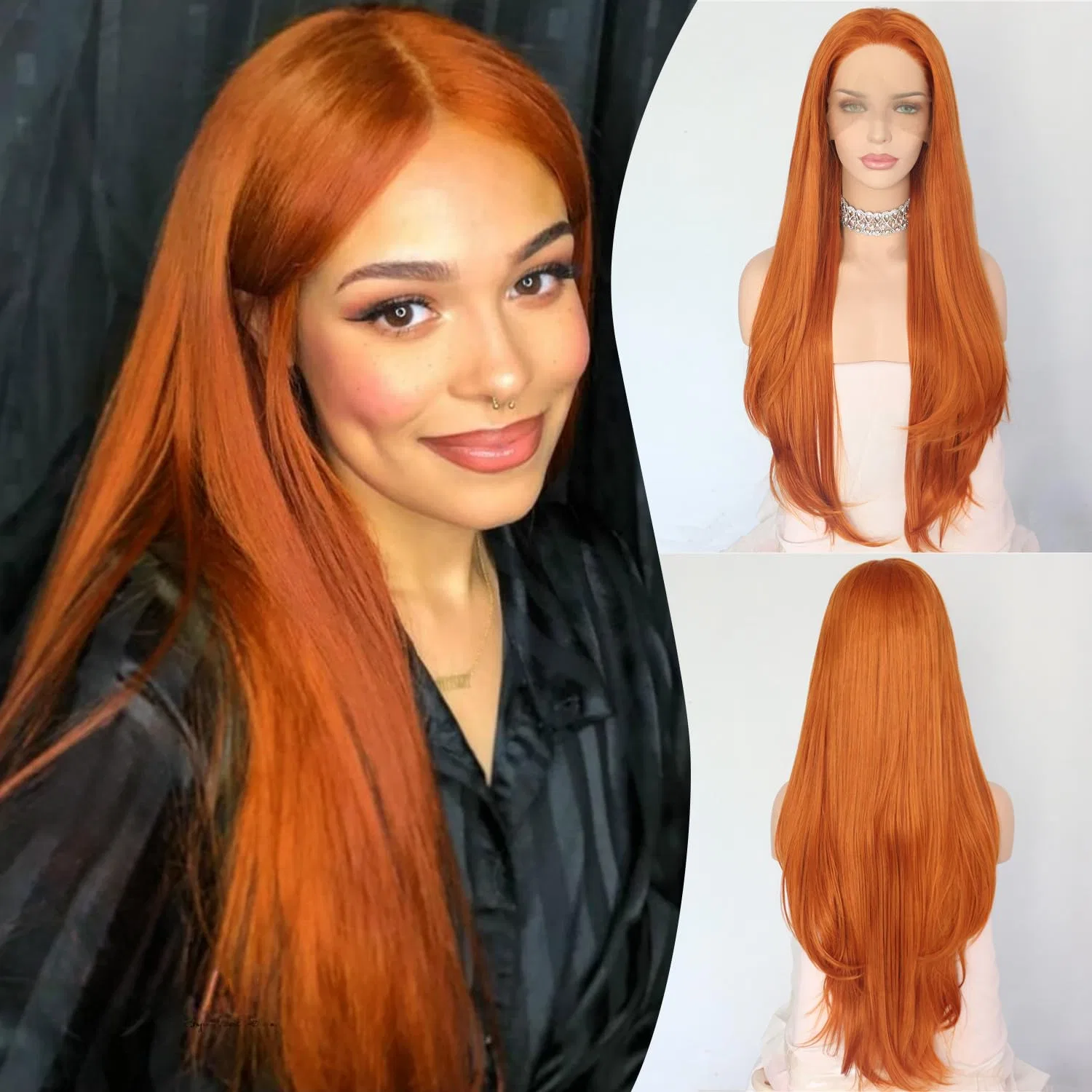 Оранжевый прямой синтетический парик Sapphirewigs 26 дюймов Sapphirewigs, Orange