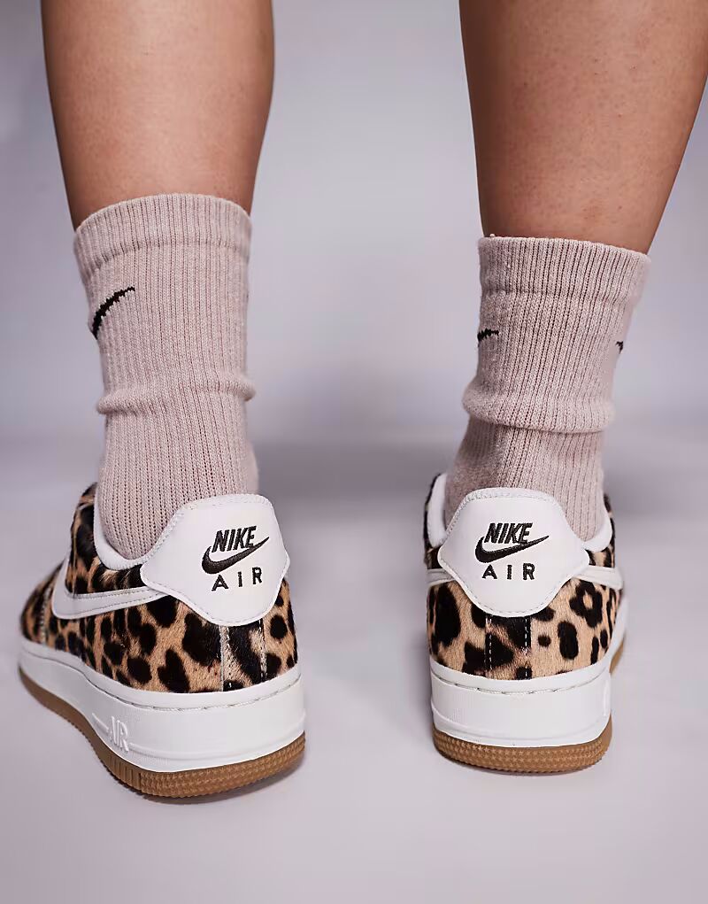 Кроссовки унисекс Nike Air Force 1 в леопардовом и белом цветах — фото 3