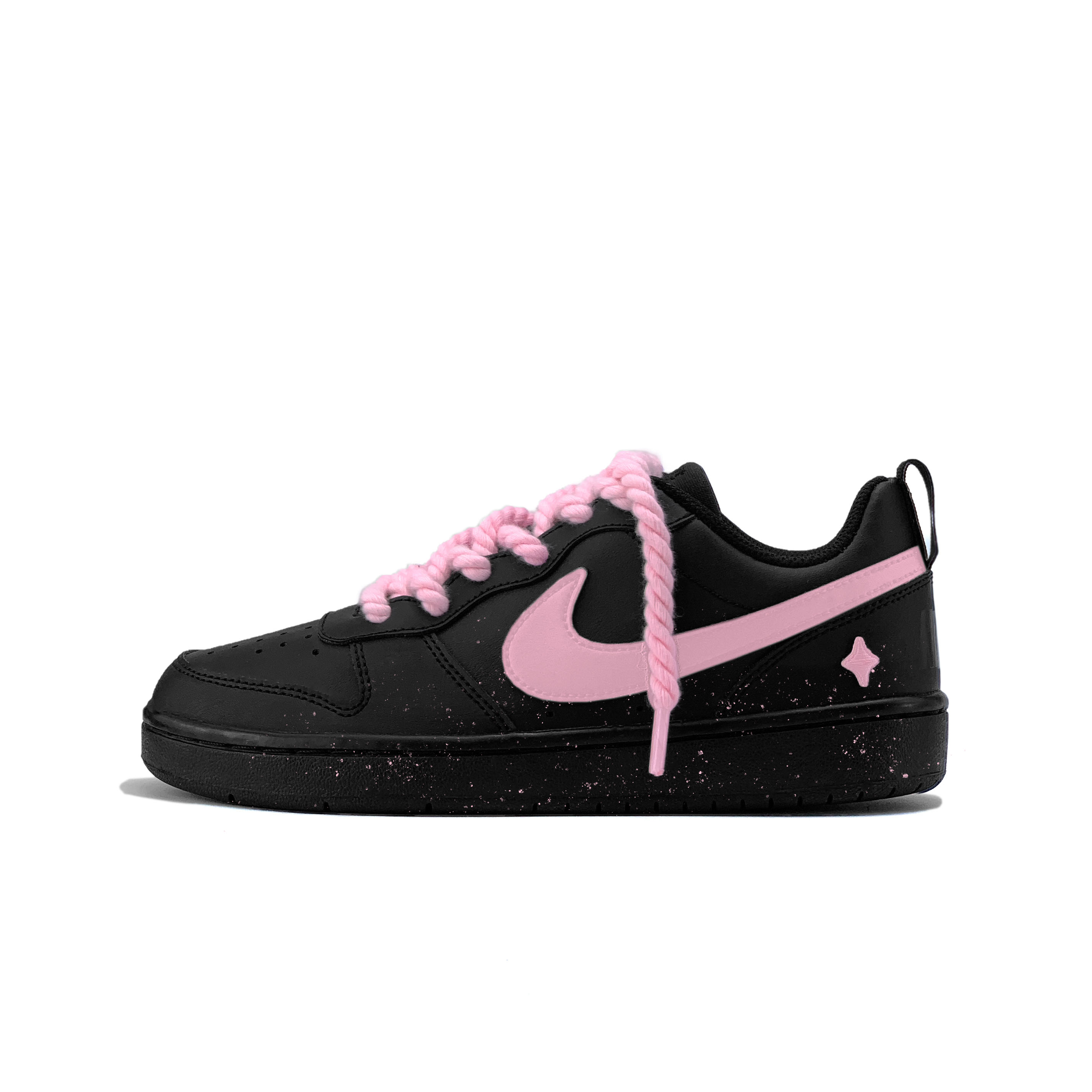 Court Borough Powder Ink Star нескользящие низкие скейтерские кроссовки Black Pink детские Nike, черный/розовый — фото 3