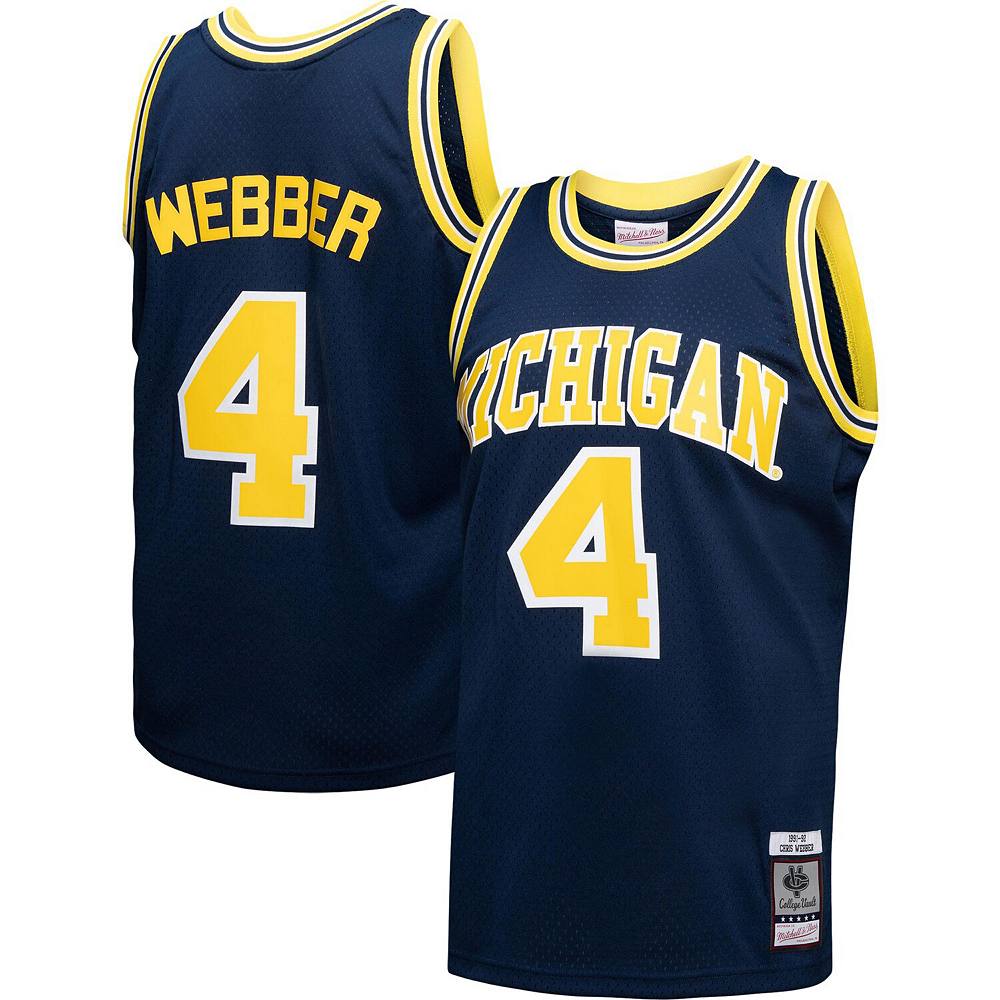 

Мужская майка Mitchell & Ness Chris Webber Navy Michigan Wolverines Player Swingman, цвет Mic Navy