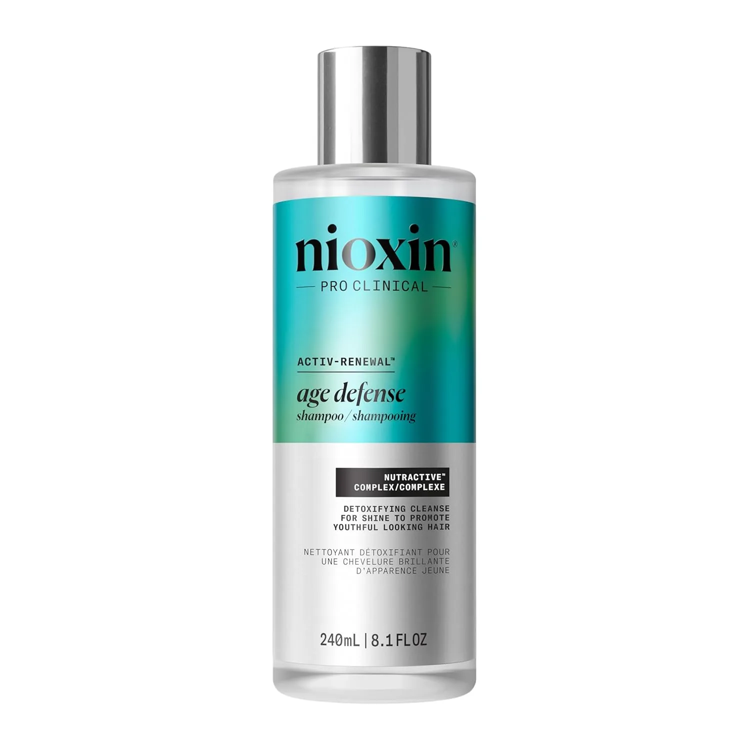 Шампунь Nioxin Age Defense для стареющих волос, очищающий кожу головы с ниацинамидом, глубоко очищает и осветляет, без парабенов, сульфатов и силиконов, для ежедневного использования 240 мл (.)