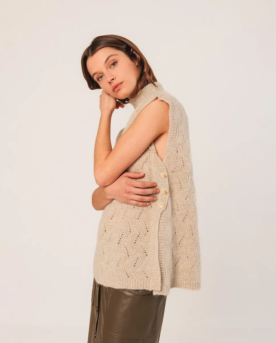 

Женский жилет с воротником Перкинс, вязаный Indi & Cold, светло-бежевый