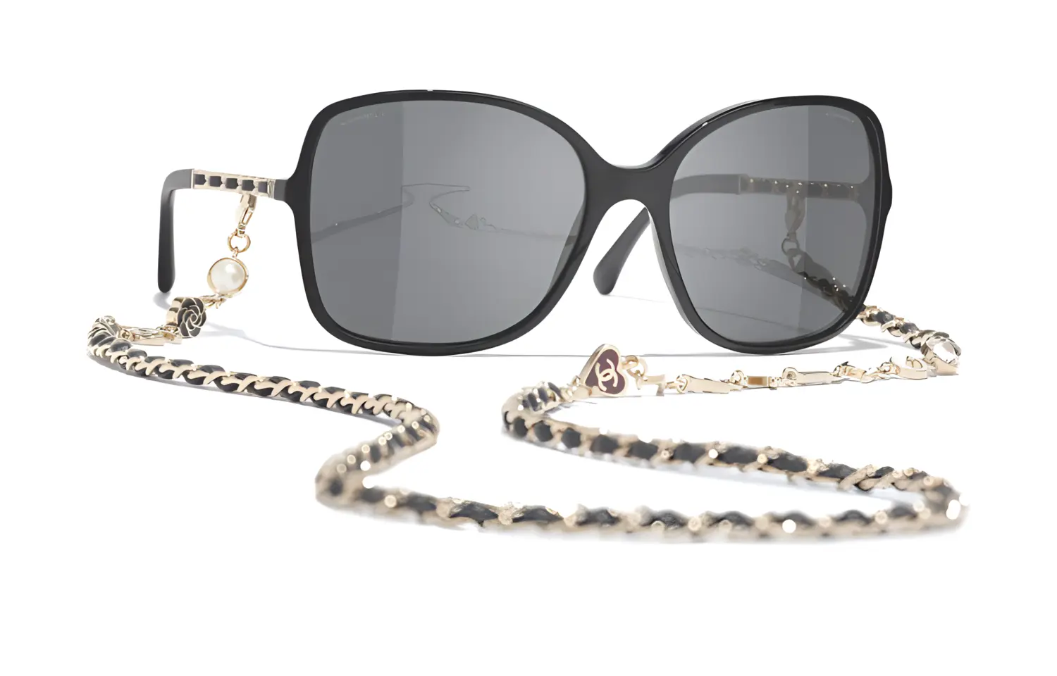 

CHANEL Неправильной формы солнцезащитные очки унисекс черные, Black