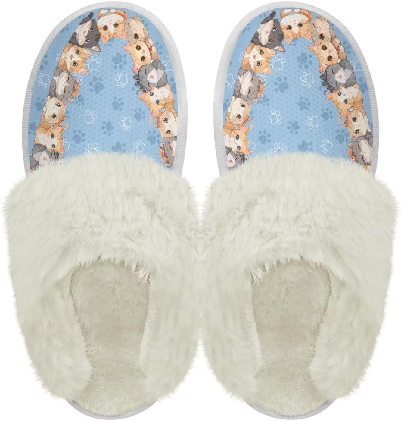 

Хлопковые тапочки PJHEQOXE с пушистыми краями, домашние тапочки для дома и улицы, хлопковые тапочки унисекс, синий