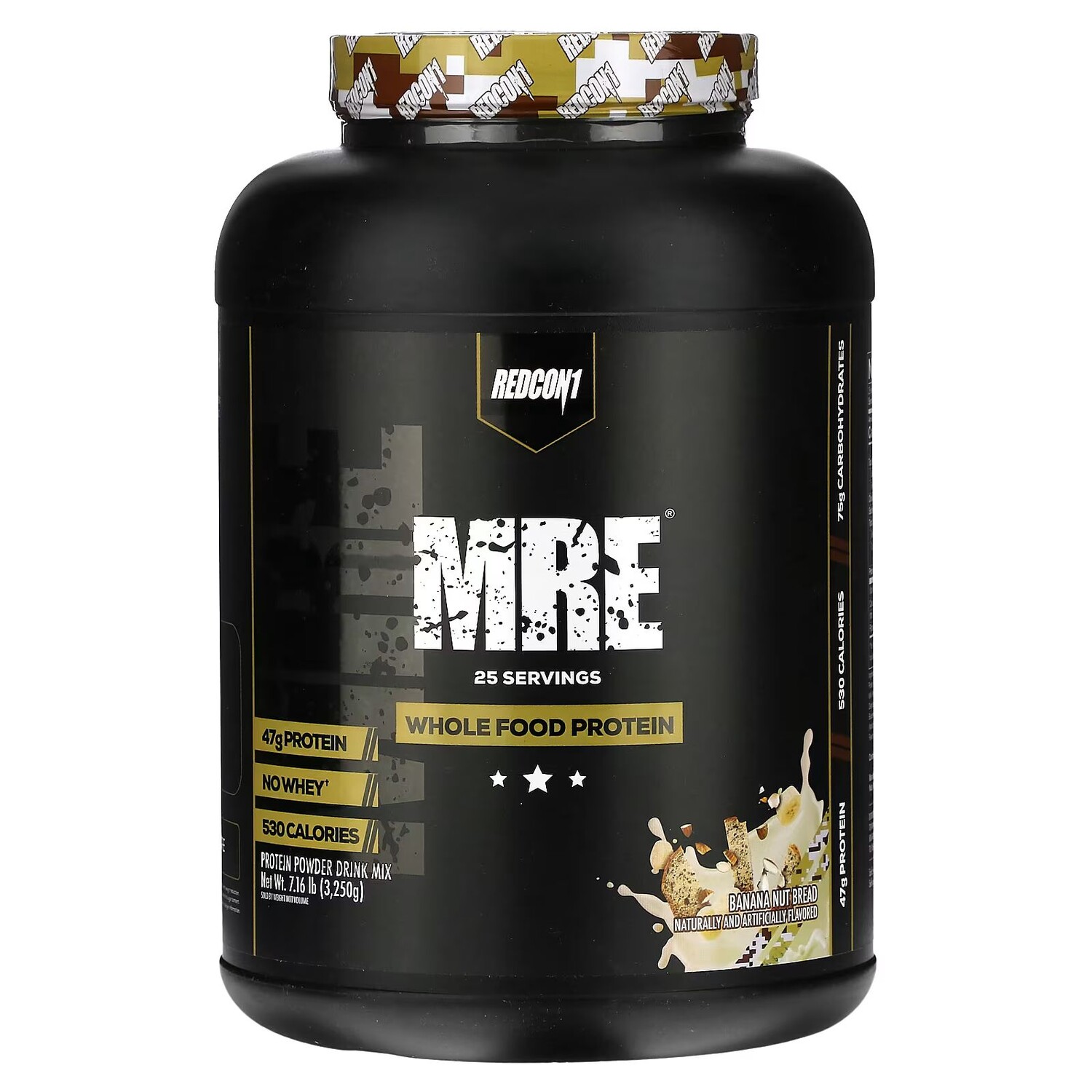 

MRE, Цельнопищевой белок, бананово-ореховый хлеб, 7,16 фунта (3250 г) Redcon1