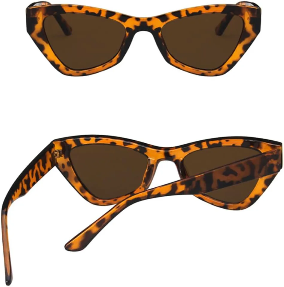 

Модные солнцезащитные очки «кошачий глаз» с леопардовым принтом для женщин и мужчин, в ретро-стиле, с прозрачной оправой, защита от УФ-излучения UV400 TVTBBVV, Grey