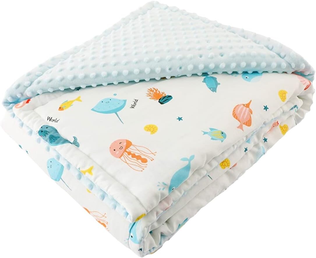 

Мягкое детское одеяло Minky 30 дюймов * 43 дюйма с точечной подложкой Ocean Creatures Детские пеленальные одеяла для новорожденных мальчиков и девочек, получение одеяла для детской кроватки, коляски, автокресла и домашних животных illikkuyax, Oc...