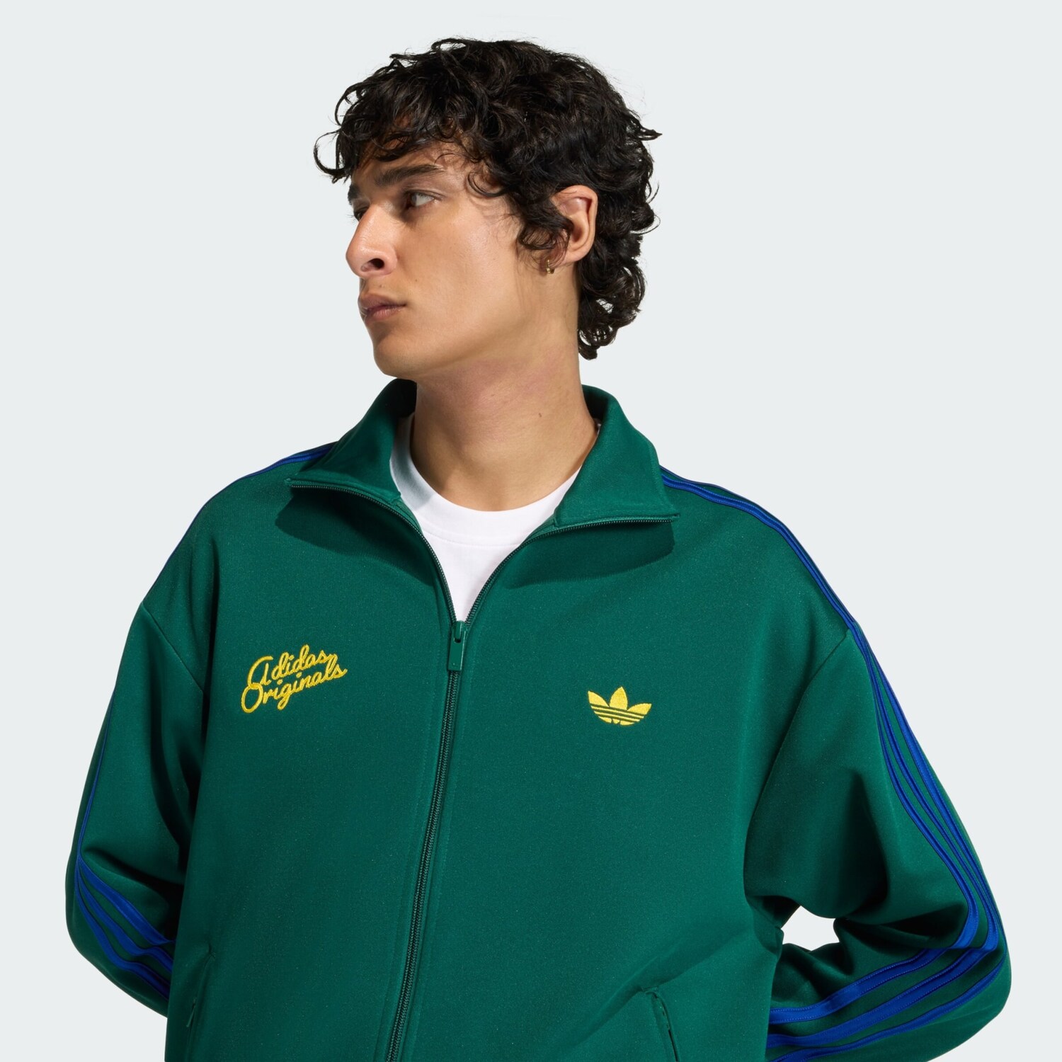 Adidas Originals Толстовка на молнии 'Firebird' в зеленом цвете — фото 4