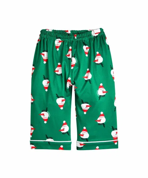 Пижама детская с принтом снеговика, длинный рукав, красная — фото 4