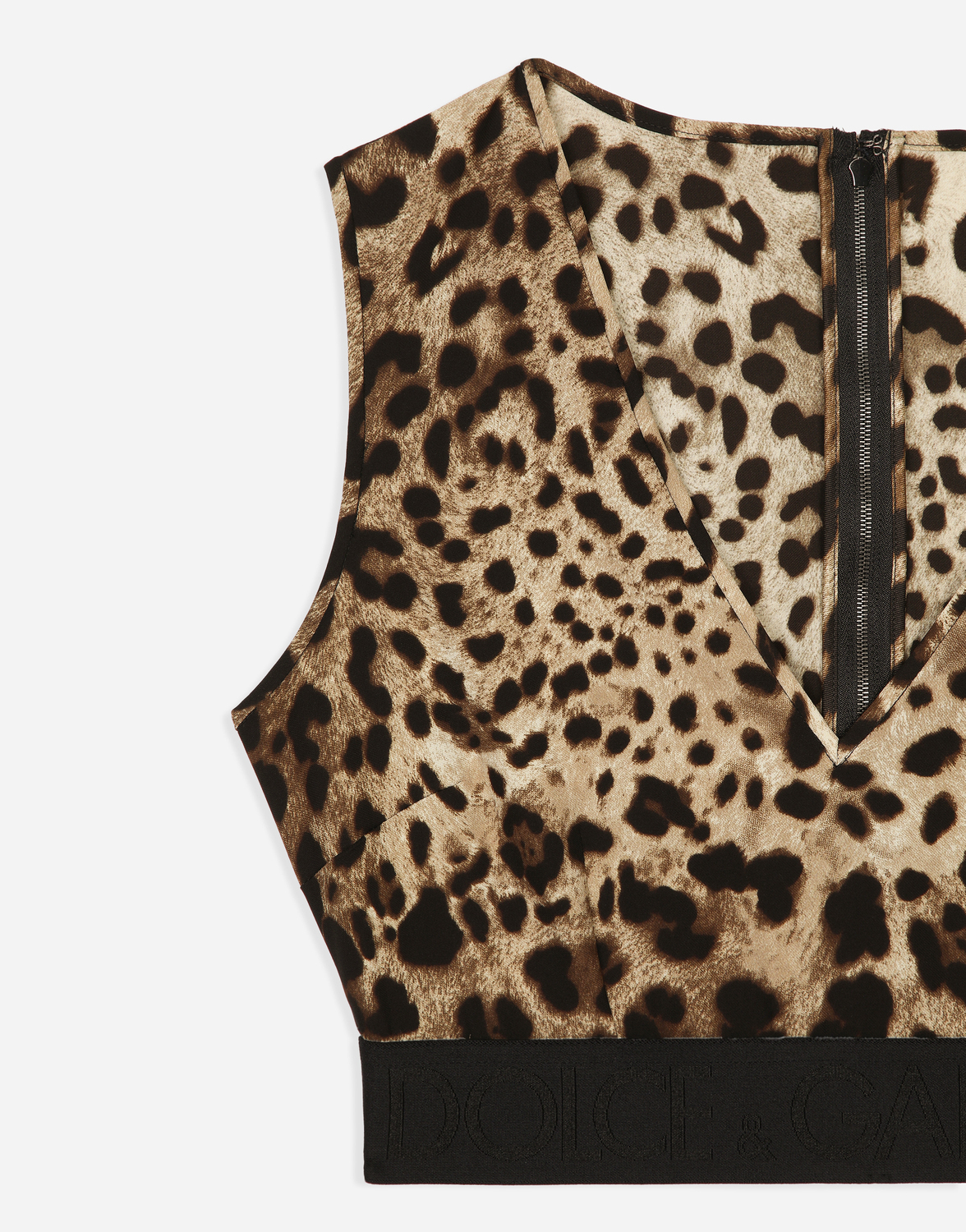 Топ из шармеза с леопардовым принтом Dolce & Gabbana, анималистичный принт — фото 3
