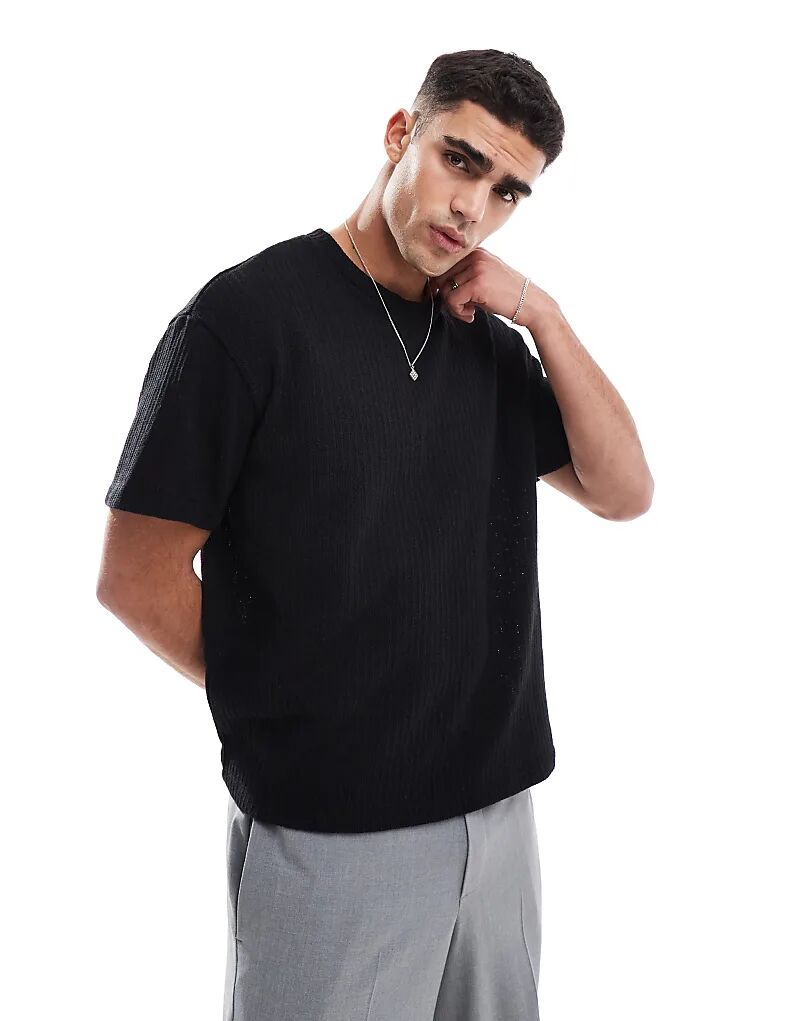 

Трикотажная футболка оверсайз черного цвета Jack & Jones