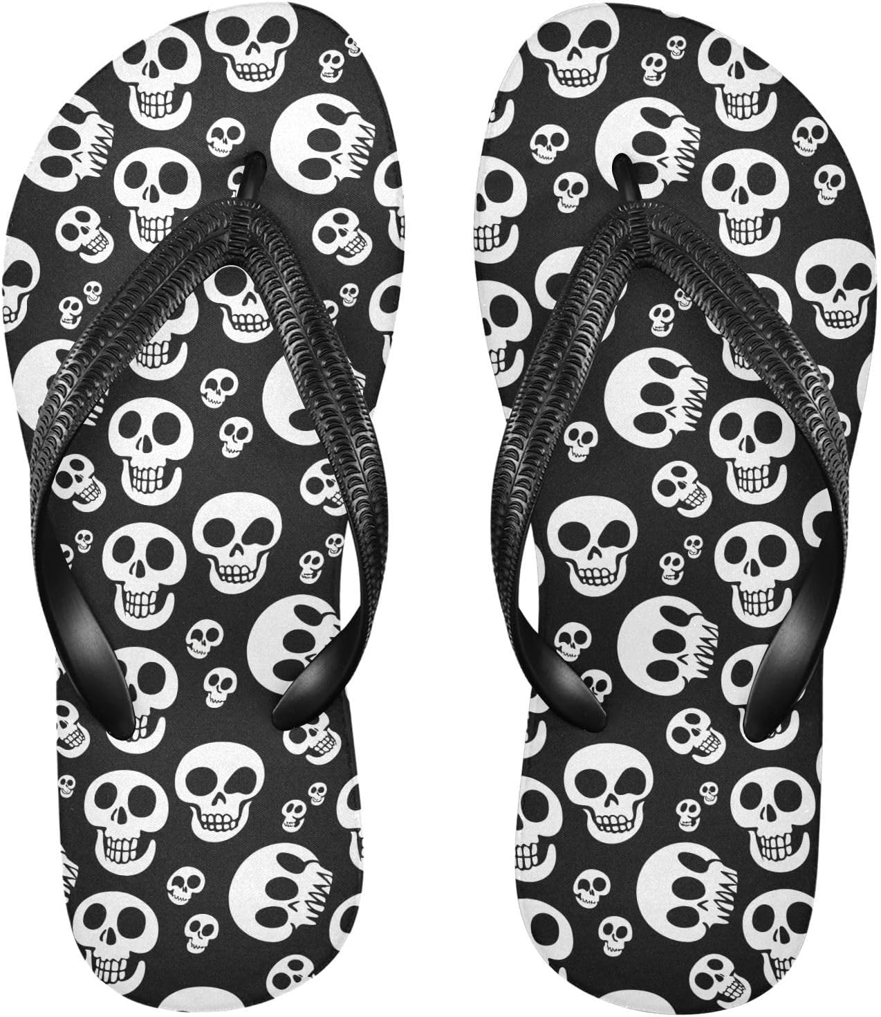 

Женские и мужские пляжные шлепанцы Skull черно-белые, для лета, для душа, повседневные сандалии 2301662 Kfbe