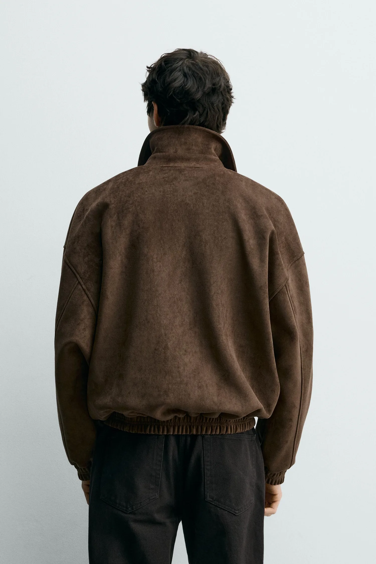 Куртка свободного кроя из искусственной замши Zara, коричневый — фото 3