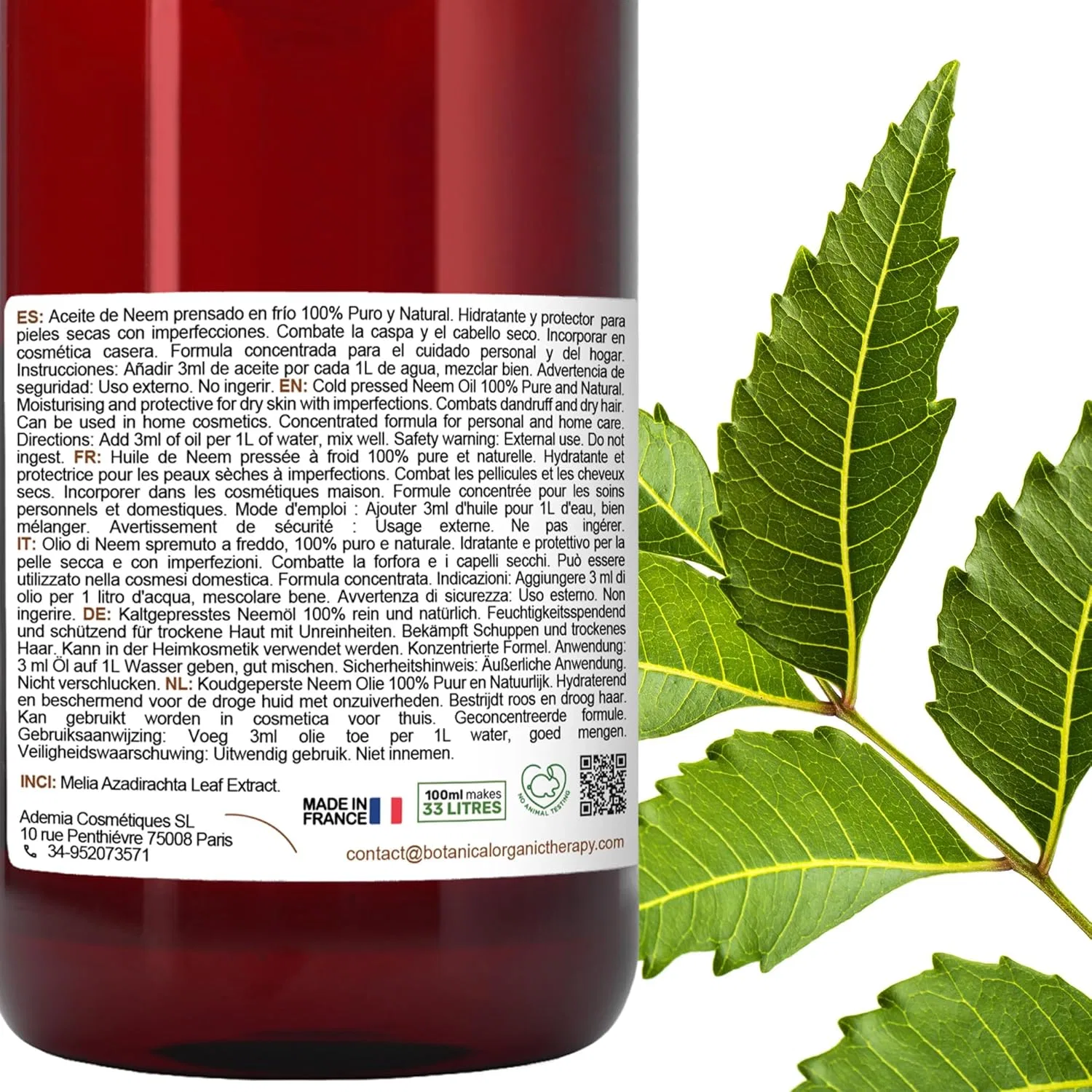 Масло для лица B.O.T Cosmetic & Wellness — Масло нима Garden холодного отжима % чистое — фото 2