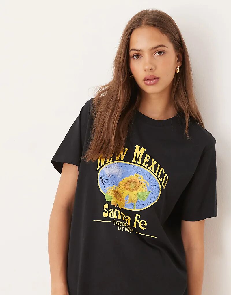 

Футболка ASOS DESIGN классического кроя с принтом подсолнечника из Нью-Мексико черного цвета