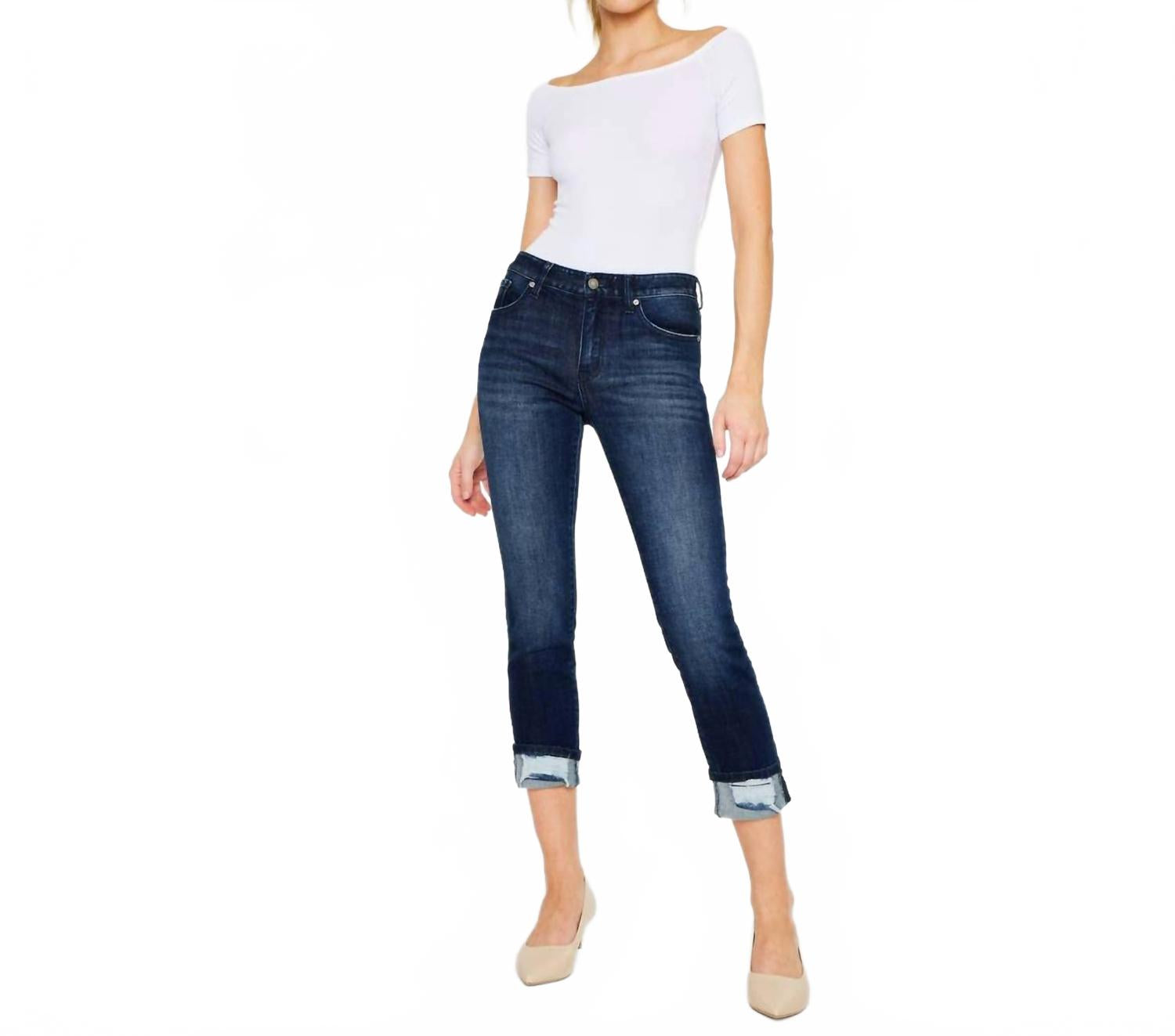 

Узкие джинсы с манжетами в синем цвете KanCan