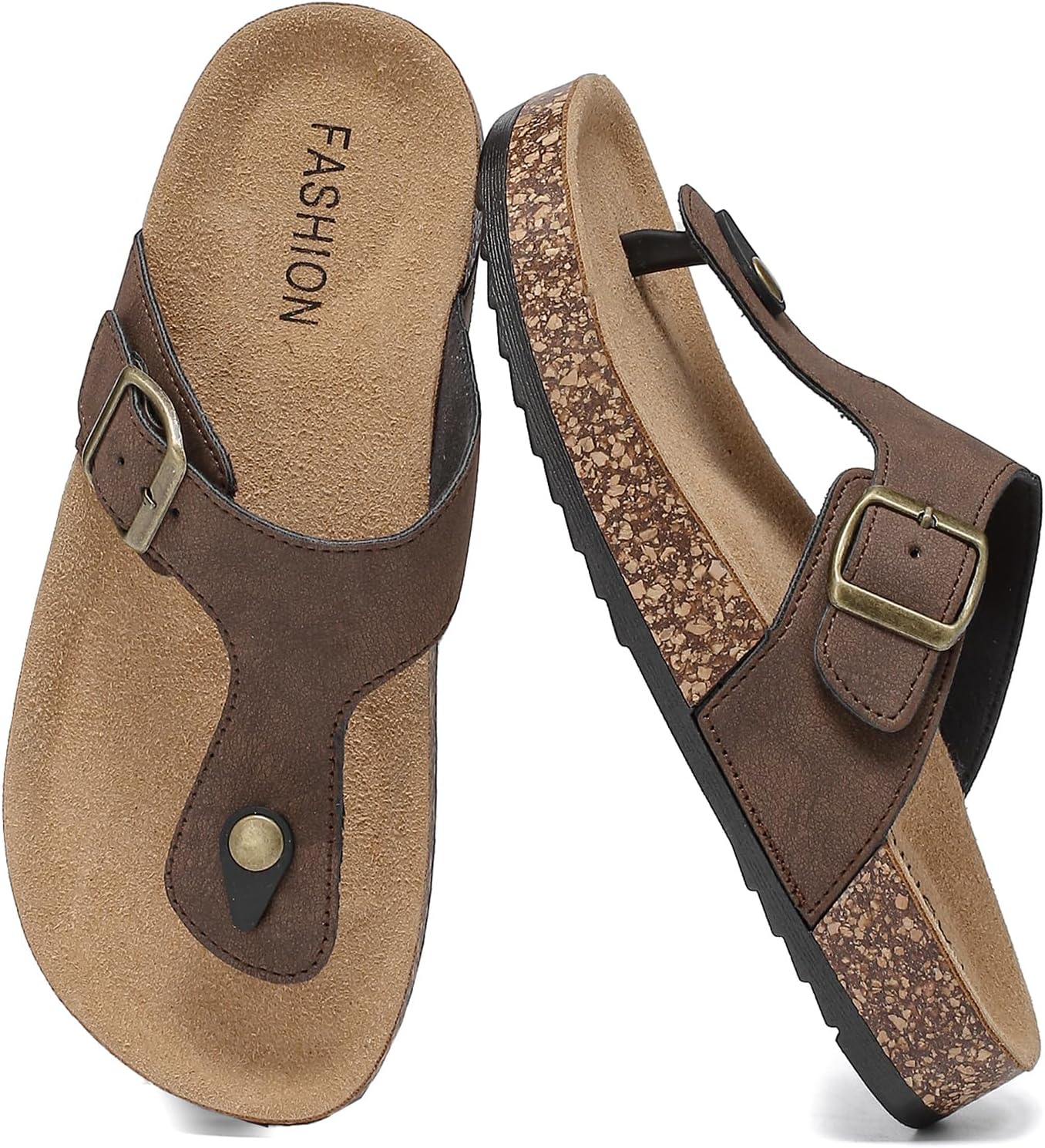 

Кожаные сандалии с пробковой подошвой DDXYYDS для мужчин и женщин, водоотталкивающие шлепанцы с пробковой стелькой и ортопедической подошвой из пены с эффектом памяти, удобные летние тапочки, коричневый