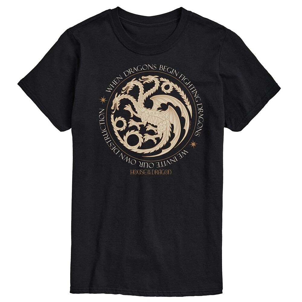

Мужская футболка с рисунком House Of Dragon Dragons Begin Fighting Licensed Character, черный
