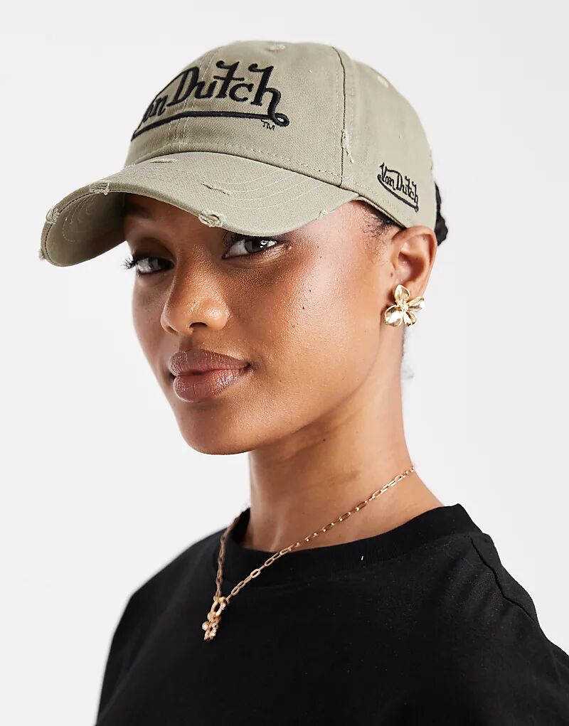 

Бейсболка Von Dutch Dad цвета «мытый камень» с контрастным логотипом