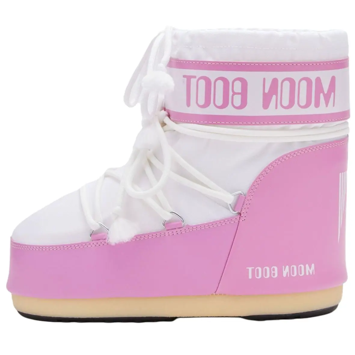 Зимние сапоги женские Moon Boot Icon из нейлона низкие, белый/розовый — фото 3