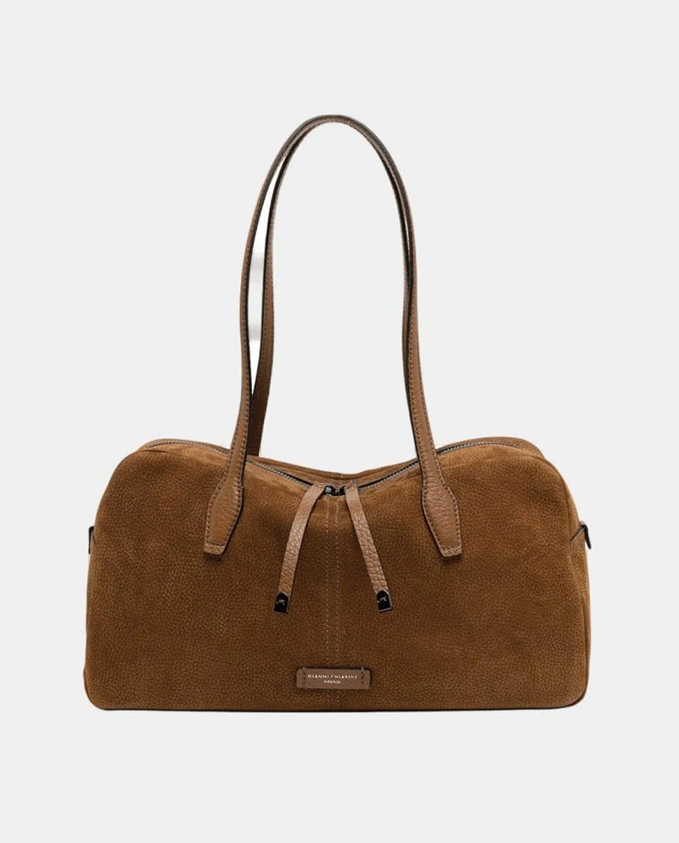 

Большая кожаная сумка через плечо с большим отделением и внутренним карманом на молнии Gianni Chiarini, коричневый