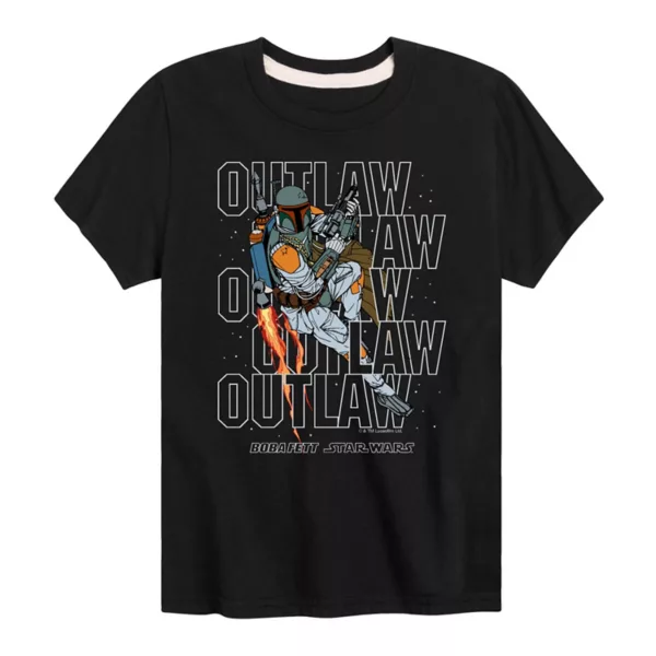 

Футболка с принтом «Boba Fett Outlaw» для мальчиков 8–20 лет Star Wars, черный