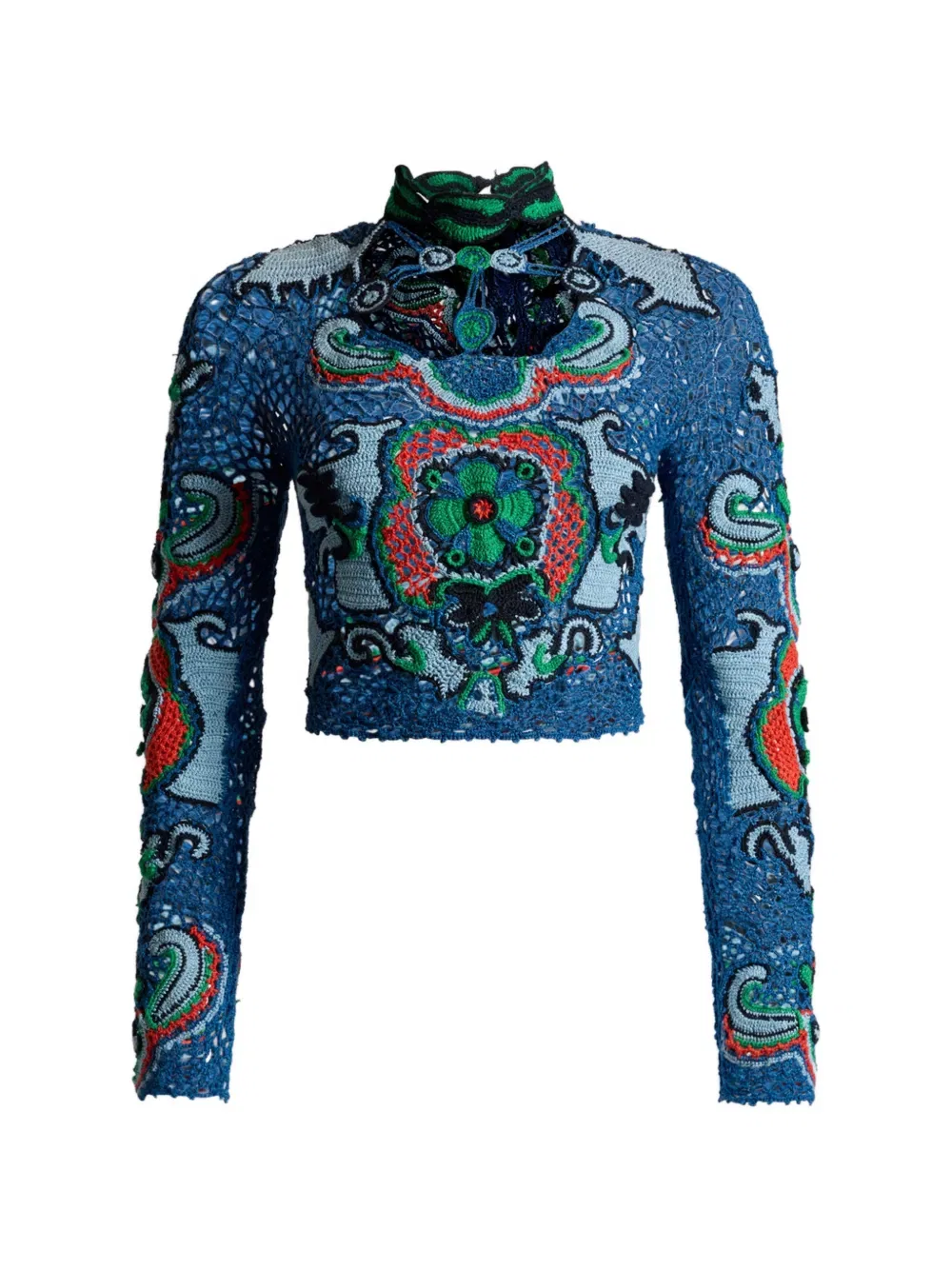 Укороченный топ с цветочным мотивом Etro, синий