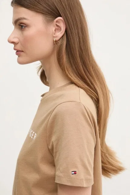 Футболка с принтом Tommy Hilfiger, брązowy — фото 4