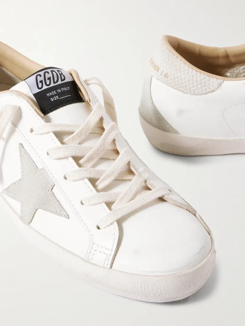 Кроссовки Super-Star из кожи с отделкой из потертой замши GOLDEN GOOSE, белый — фото 4