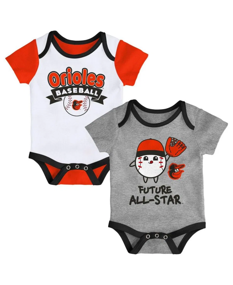 Комплект из двух боди для новорожденных с символикой команды Baltimore Orioles "Triple Hit" Outerstuff, белый/серый