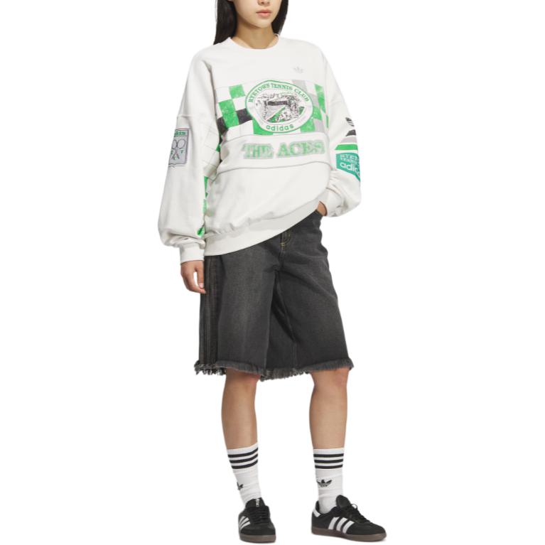 Свитшот Unisex Adidas Originals, белый/зеленый — фото 3