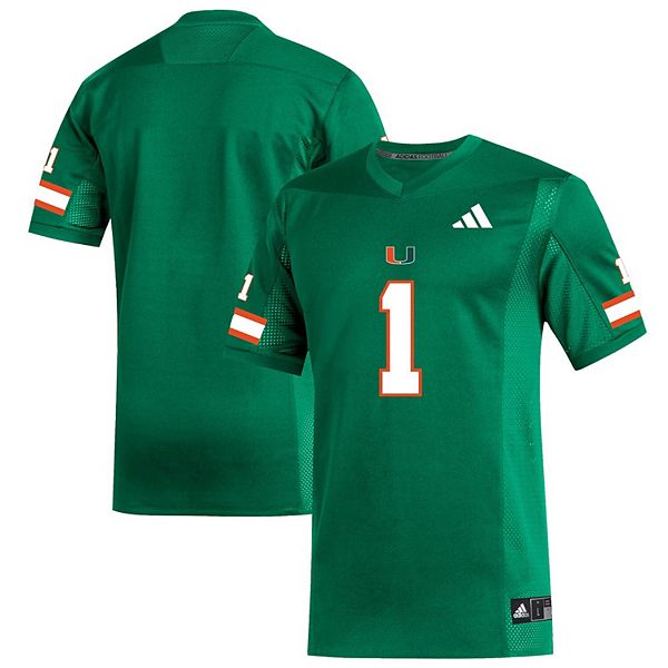 Мужская футболка Miami Hurricanes реплика зеленого цвета Adidas — фото 2