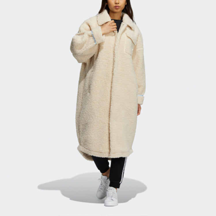 Пальто (WMNS) adidas Originals Lamb's Wool Long Coat 'Cream Yellow' — фото 2