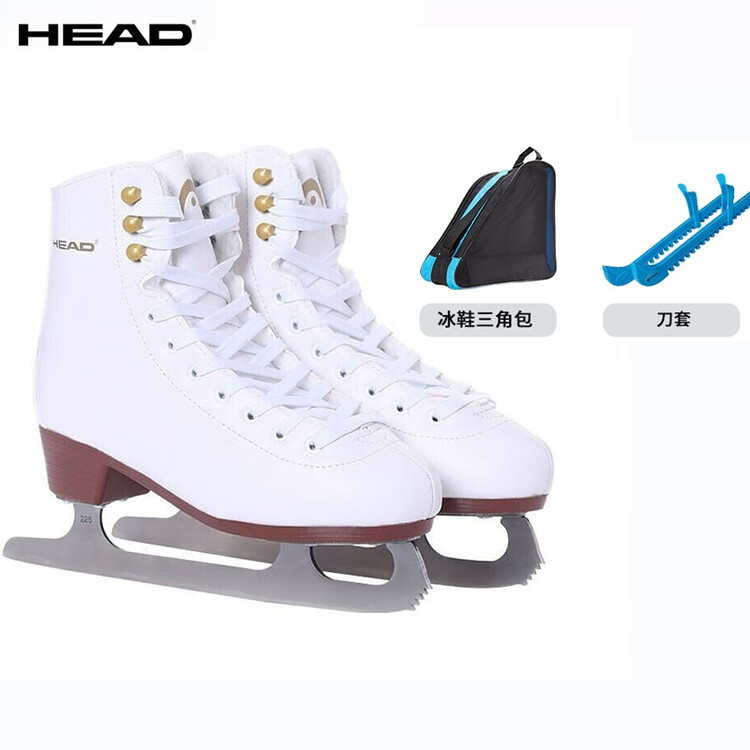 

HEAD Коньки для фигурного катания F200 White Fleece-Lined с лезвиями, рюкзаком и чехлами, синий комплект, размер 29