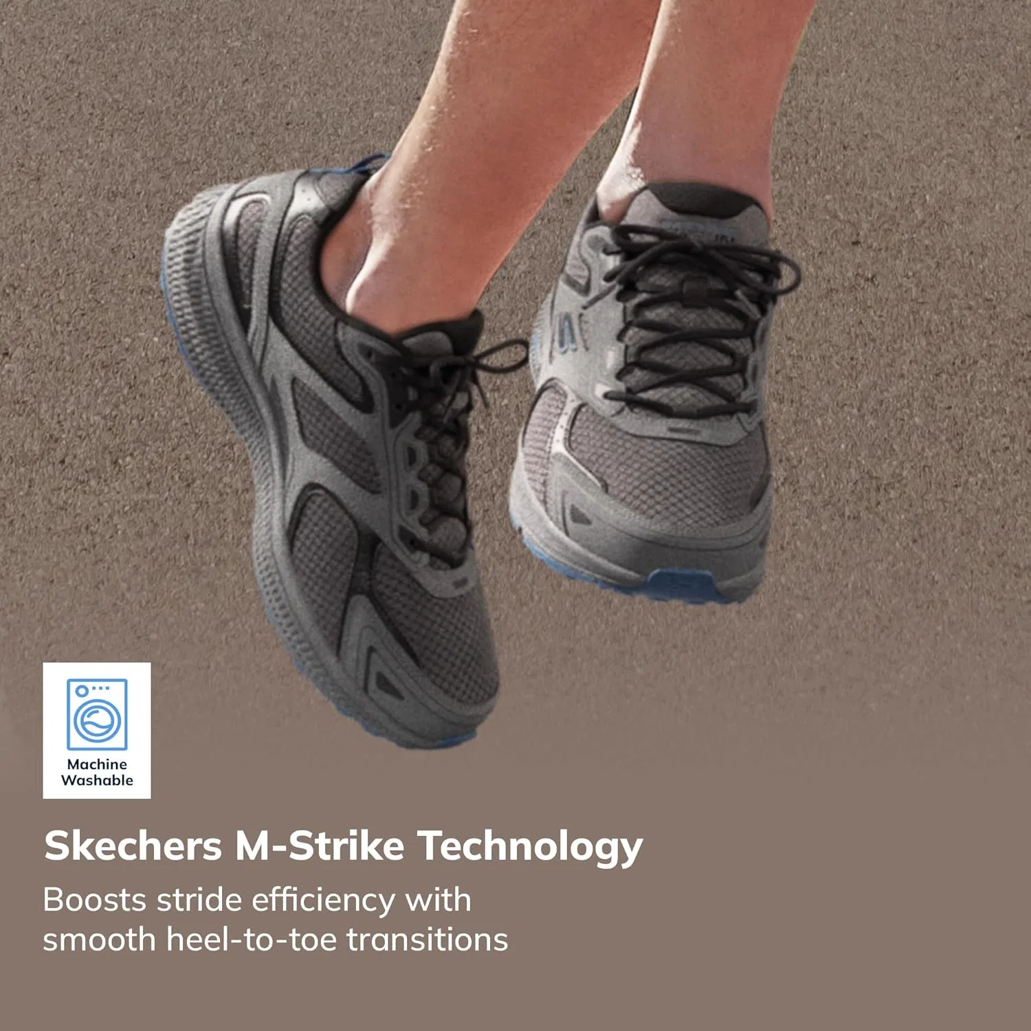 Мужские кроссовки Skechers Go Run Consistent, Charcoal Leather Synthetic Blue Trim — фото 4