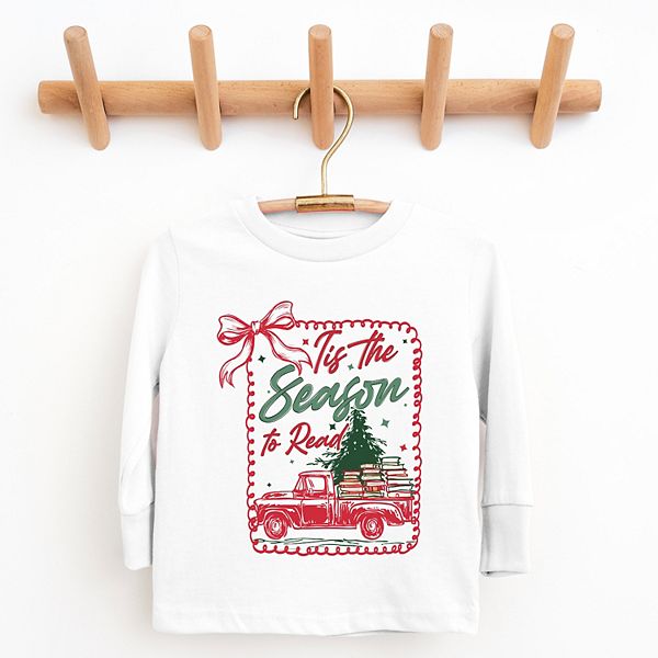 Футболка с принтом "Tis the season to read red truck" The Juniper Shop, Seafoam — фото 2