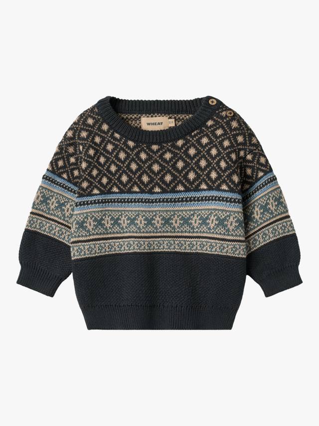 

Детский джемпер из хлопкового жаккарда WHEAT, Navy