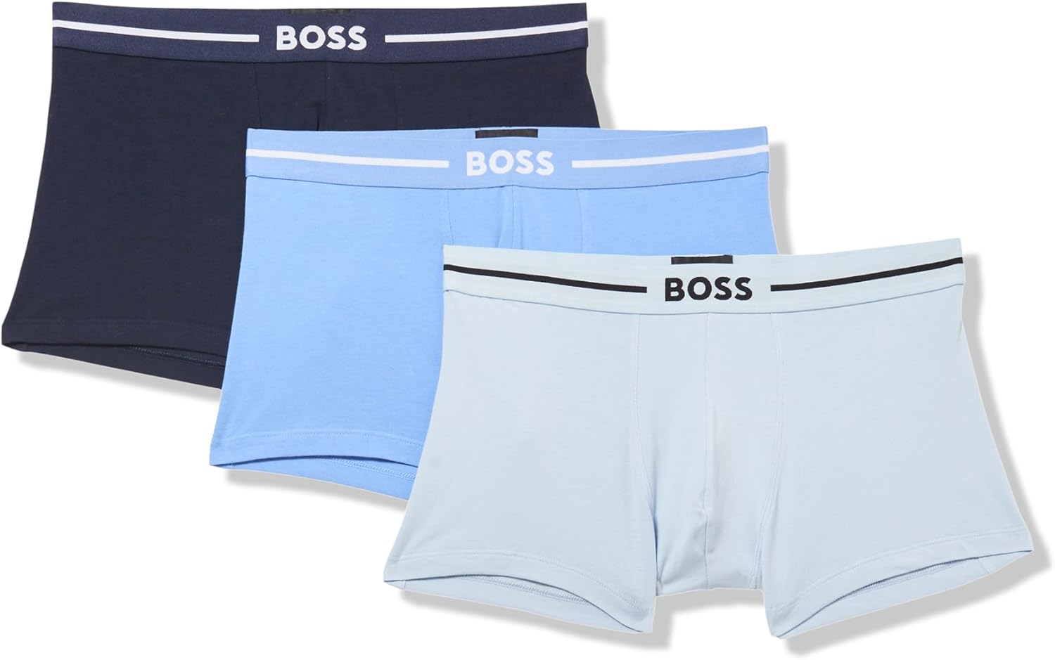 

BOSS мужские трусы-боксеры Bold Logo, 3 шт, Niagara Mist/Blue Dolphin/Blue Marine