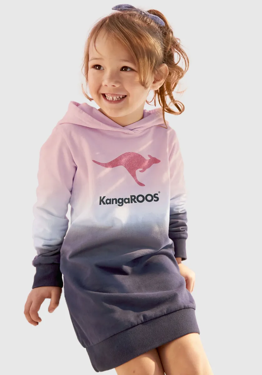 Платье-свитшот KangaROOS "для маленьких девочек", в модном цветовом градиенте, цвет Rosa-Weiß-Blau — фото 2