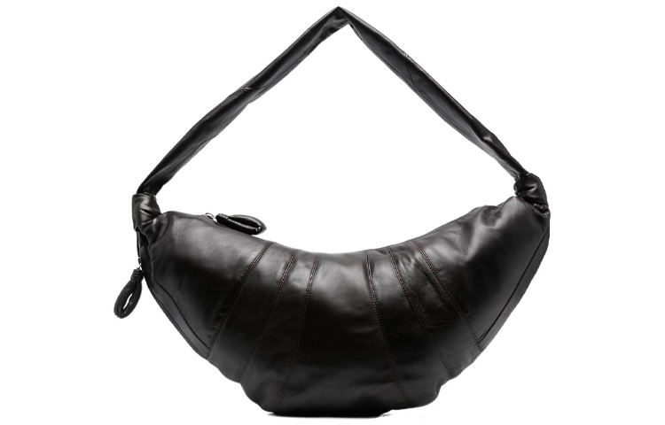 

Сумка-круассан из овчины серии Croissant Козья сумка-рог Слоган Сумка через плечо Большой размер Унисекс Чёрный Lemaire