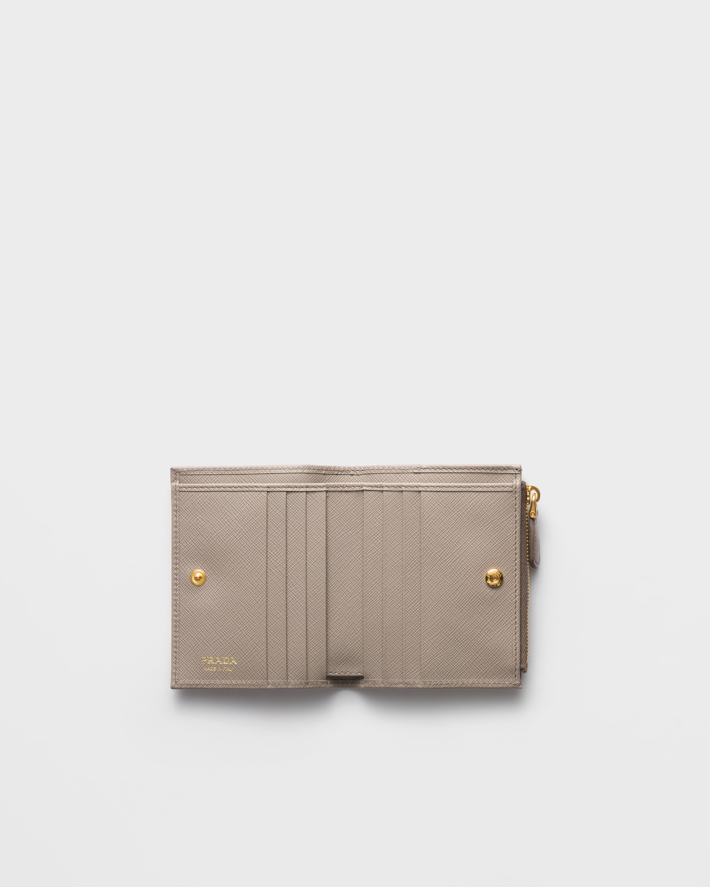 Маленький кожаный кошелек Saffiano Prada, глиняно-серый — фото 2