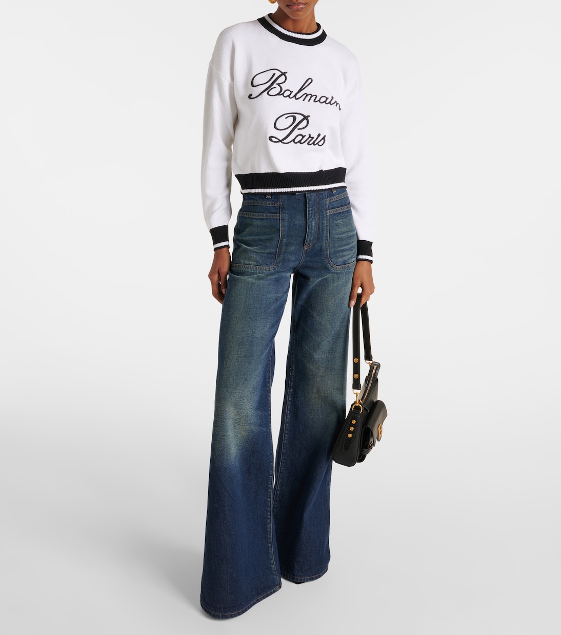 Вышитый свитер Balmain Signature Balmain, Blanc/Noir — фото 2