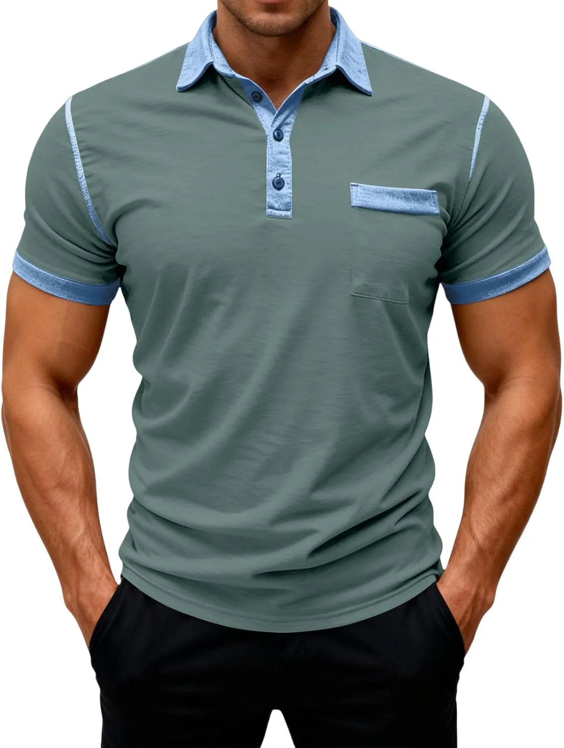 

Мужская футболка FlekmanArt Casual Henley с коротким рукавом и V-образным вырезом