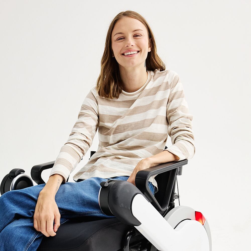 

Женская футболка Sonoma Goods For Life Adaptive на каждый день с круглым вырезом и длинными рукавами, цвет Desert White Stripe