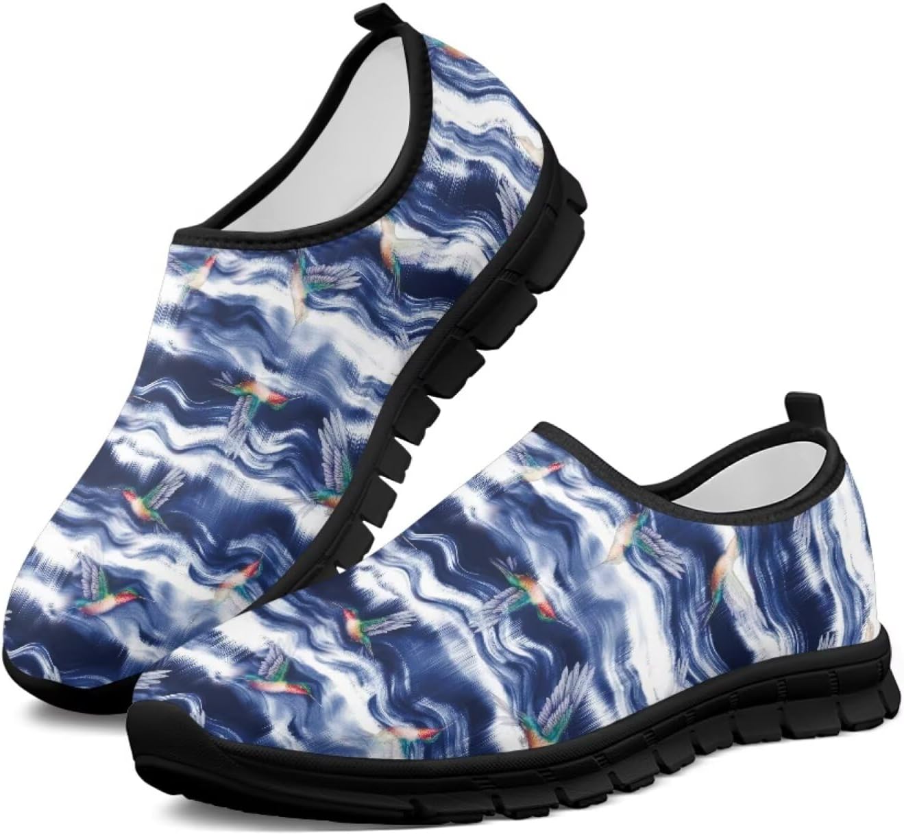 

Мужские слипоны Howilath с принтом флага, повседневные кроссовки для прогулок, обувь без шнурков с подошвой из ЭВА, Striped Tie-dye Hummingbirds