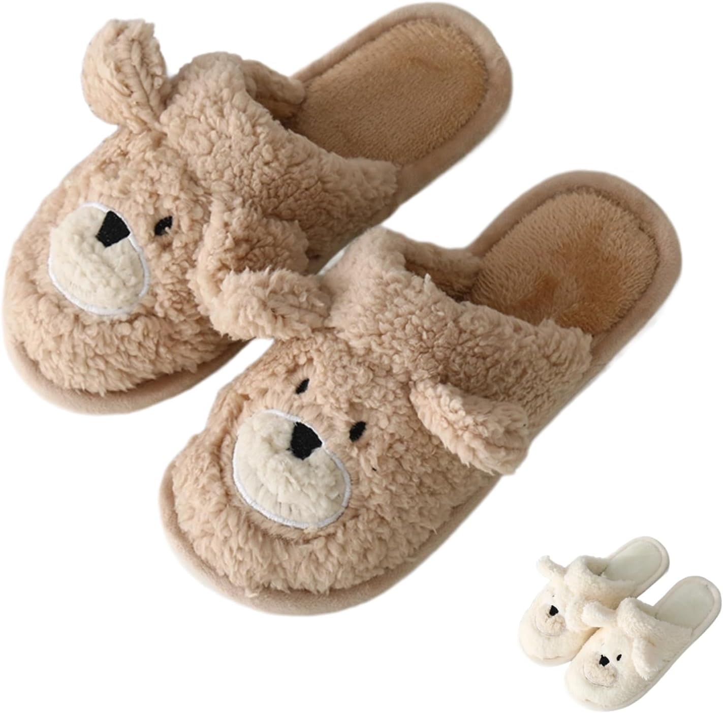 

Женские пушистые тапочки UNMULFC, мягкие тапочки с медведем, плюшевые милые мультяшные тапочки, эстетика Y2k, милые домашние тапочки для путешествий, для дома, теплые, с нескользящей подошвой, для пары, мужские тапочки, коричневый